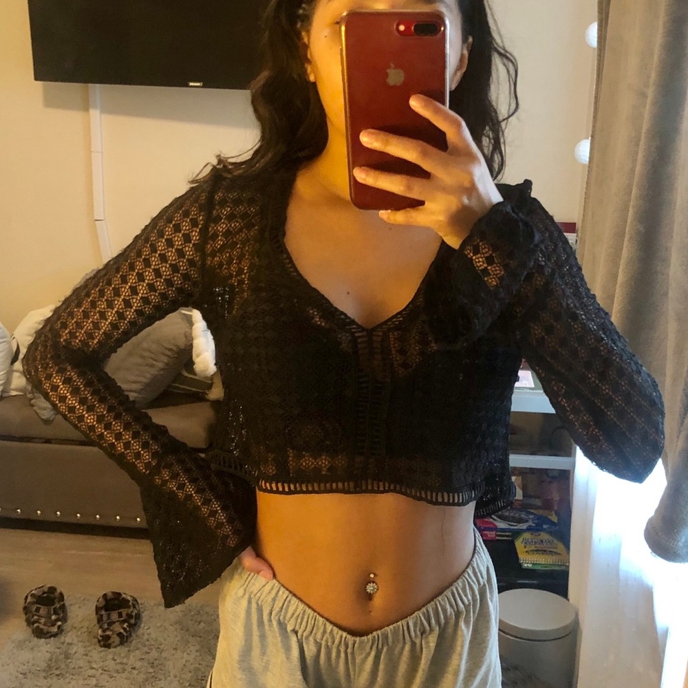 black see through crop